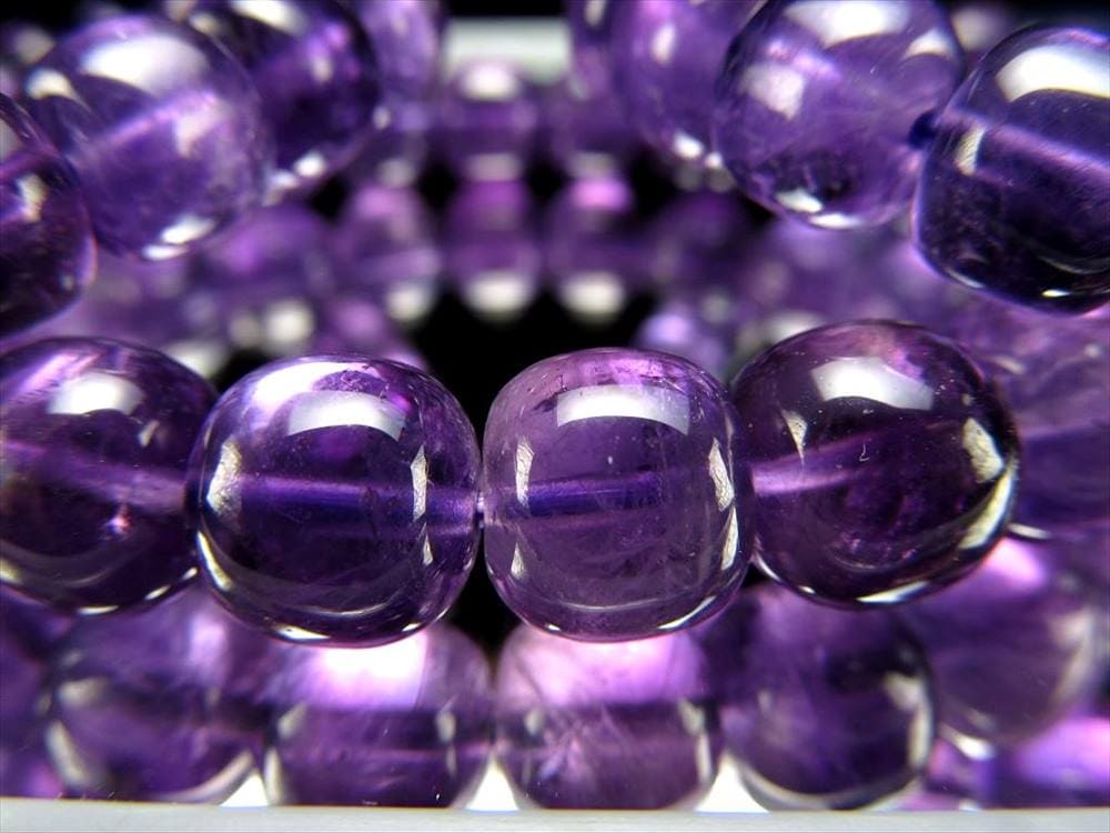 アメジスト 紫水晶 俵型 タンブル ブレスレット