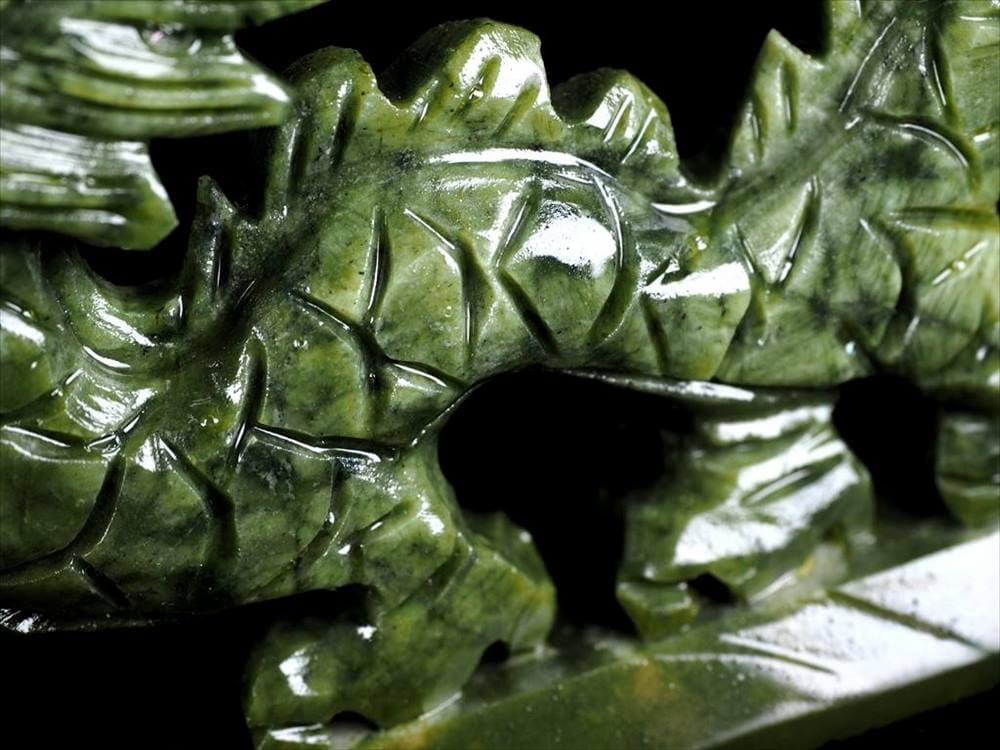 サーペンティン 蛇紋石 龍彫刻置物 玉持ち龍神 天然石
