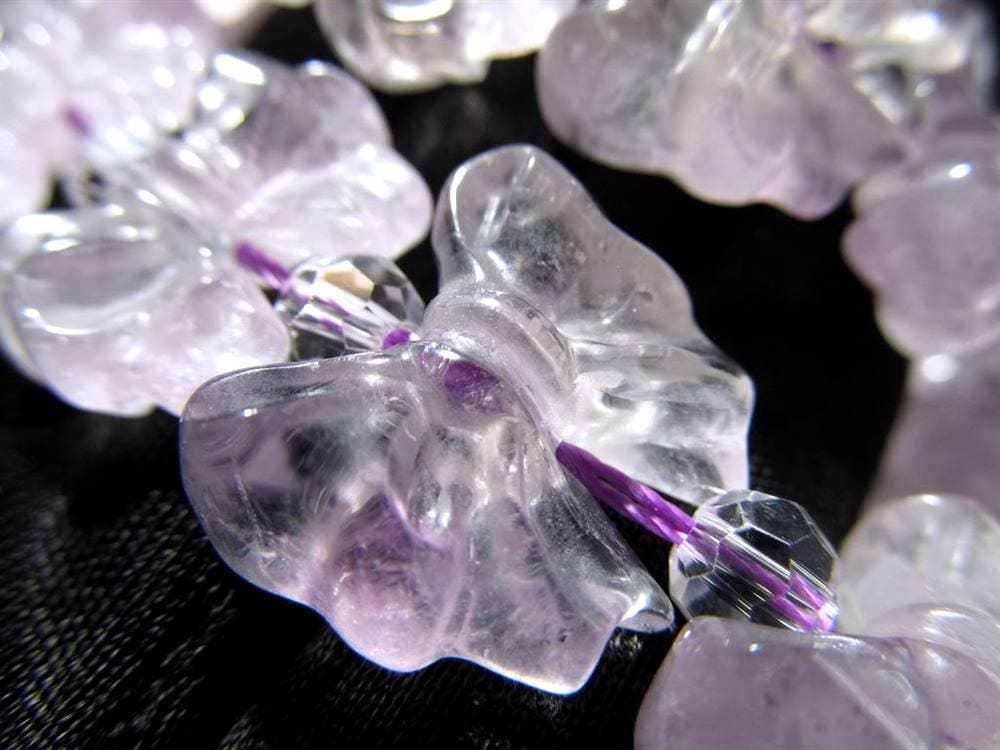 ラベンダーアメジスト 紫水晶 一連 ビーズ リボン