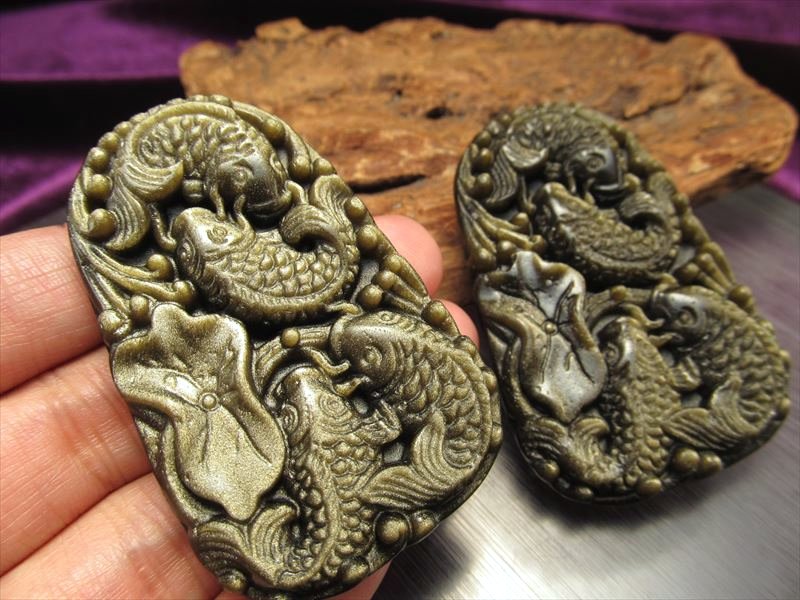 オブシディアン 黒曜石 プレート タンブル お守り
