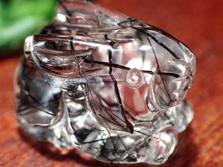 ブラックルチルクォーツ ブラックトルマリン うさぎ ウサギ 置物