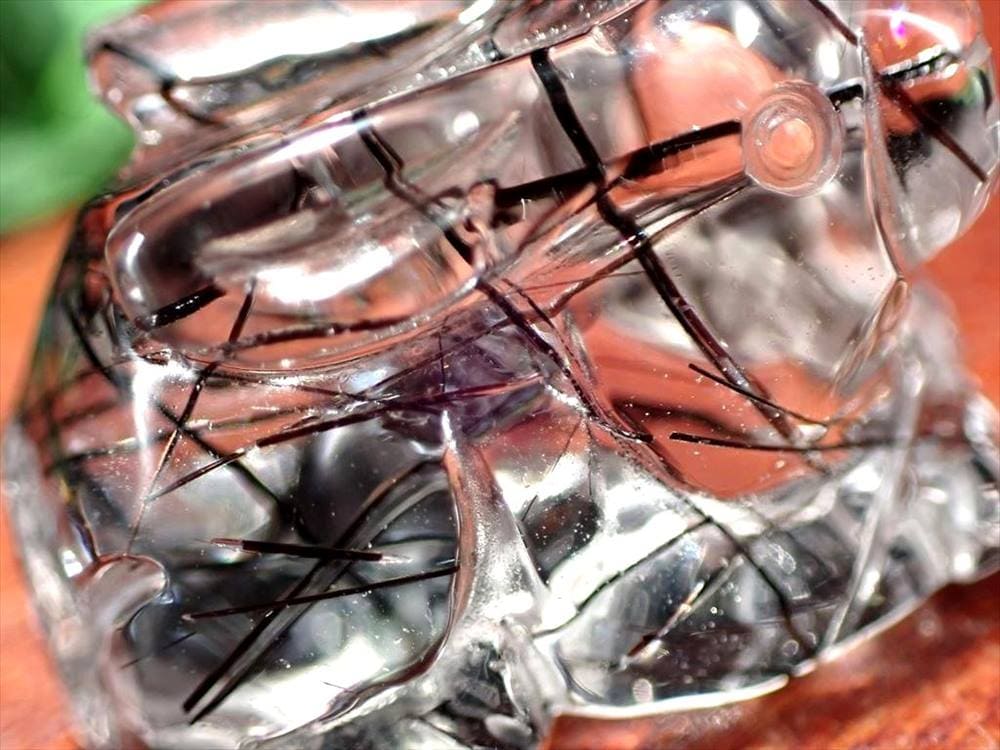 ブラックルチルクォーツ ブラックトルマリン うさぎ ウサギ 置物