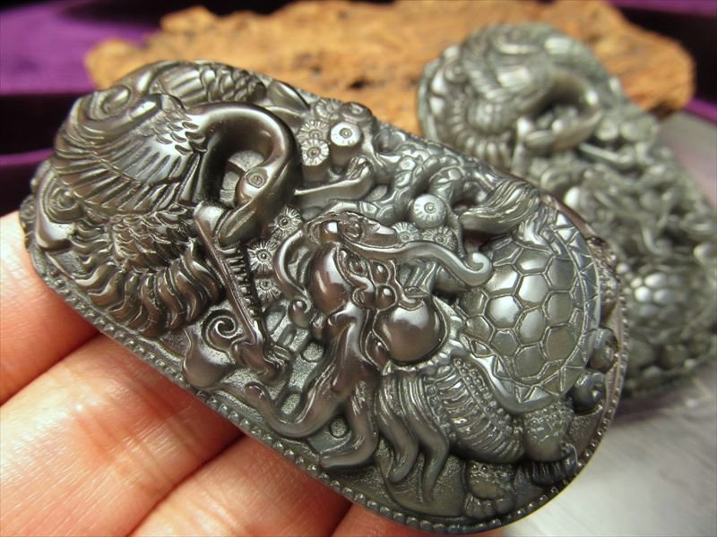 ◇特大サイズ・龍亀【ロングイ】＆鳳凰◇財運・徳と智慧の象徴◇お守り