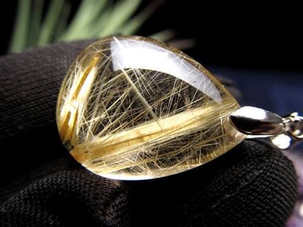 ゴールドルチルクォーツ ペンダントトップ 金針水晶 Silver925 ルチレイテッドクォーツ