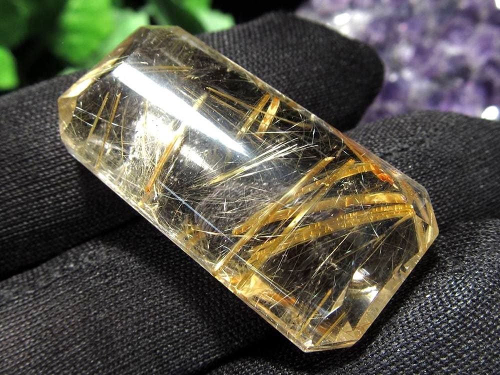 ゴールドルチルクォーツ タンブル 金針水晶 カボション ルチレイテッドクォーツ