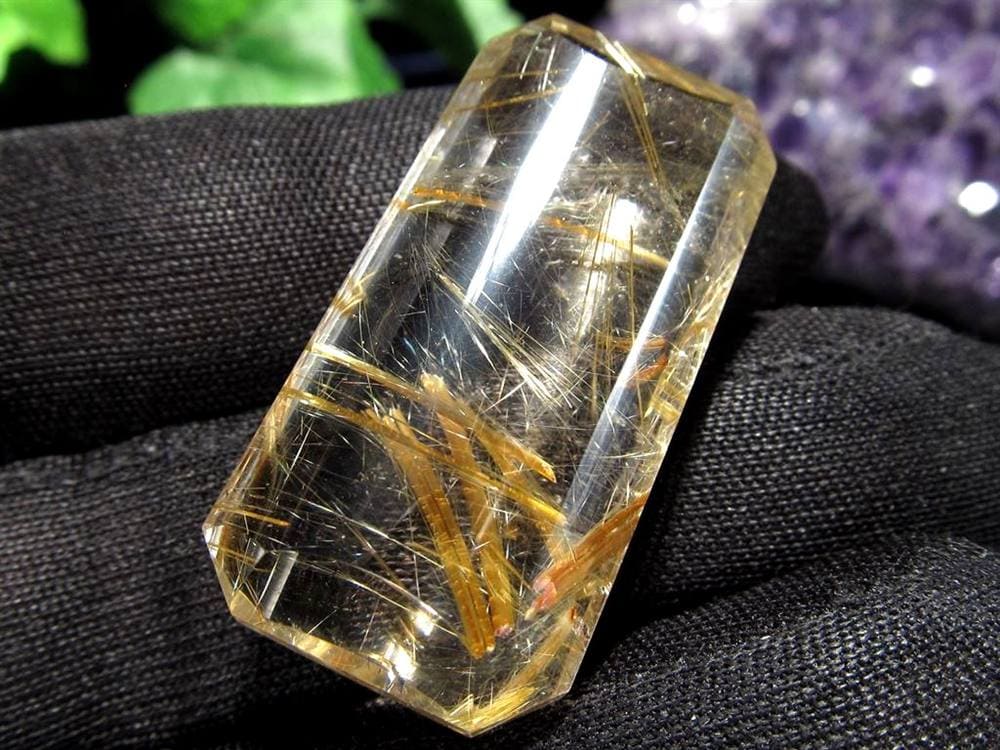 ゴールドルチルクォーツ タンブル 金針水晶 カボション ルチレイテッドクォーツ