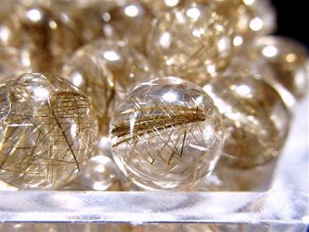 シルバールチルクォーツ ビーズ石 1粒売り バラ珠 銀針水晶