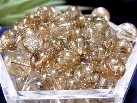 シルバールチルクォーツ ビーズ石 1粒売り バラ珠 銀針水晶