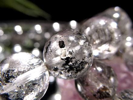 エレスチャルクォーツ 骸骨水晶 ブレスレット グラファイト パワーストーン