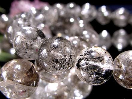 エレスチャルクォーツ 骸骨水晶 ブレスレット グラファイト パワーストーン