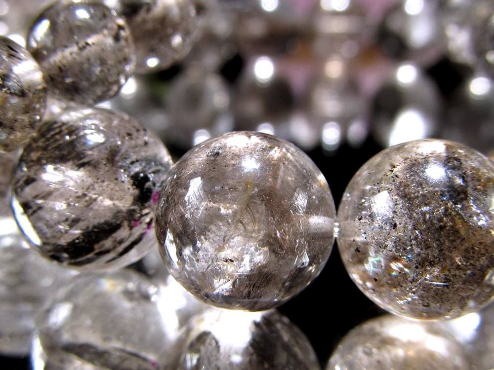 エレスチャルクォーツ 骸骨水晶 ブレスレット グラファイト パワーストーン