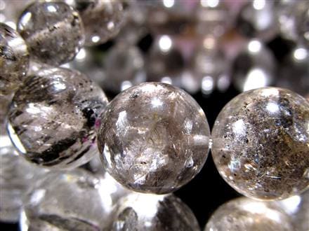 エレスチャルクォーツ 骸骨水晶 ブレスレット グラファイト パワーストーン