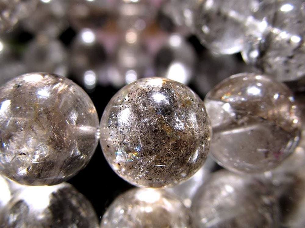 エレスチャルクォーツ 骸骨水晶 ブレスレット グラファイト パワーストーン