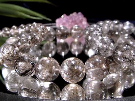 エレスチャルクォーツ 骸骨水晶 ブレスレット グラファイト パワーストーン