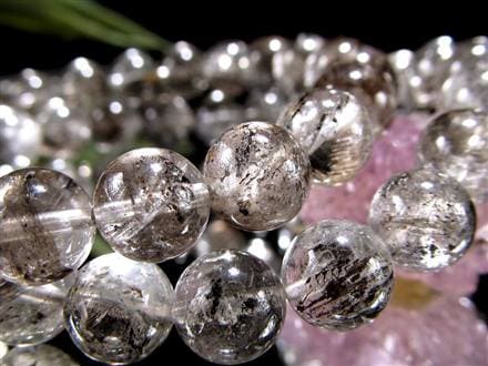 エレスチャルクォーツ 骸骨水晶 ブレスレット グラファイト パワーストーン