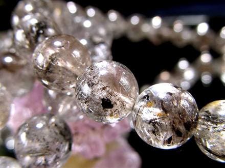 エレスチャルクォーツ 骸骨水晶 ブレスレット グラファイト パワーストーン