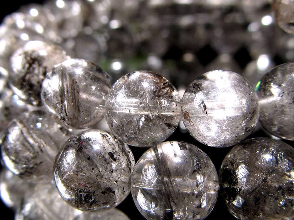 エレスチャルクォーツ 骸骨水晶 ブレスレット グラファイト パワーストーン