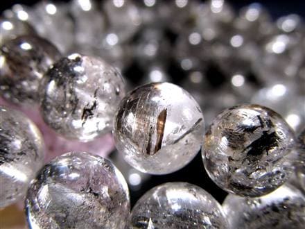 エレスチャルクォーツ 骸骨水晶 ブレスレット グラファイト パワーストーン