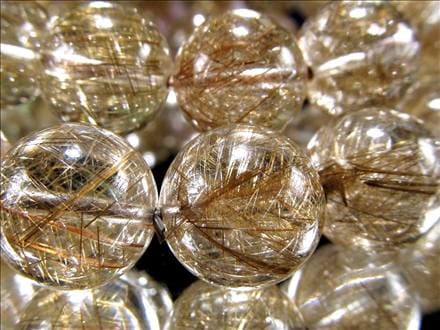 シルバールチルクォーツ ビーズ石 1粒売り バラ珠 銀針水晶