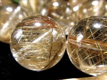シルバールチルクォーツ ビーズ石 1粒売り バラ珠 銀針水晶