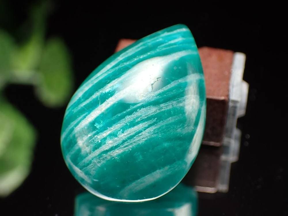 ゼブラ アマゾナイト 天河石 ドロップ型 タンブル ロシア産