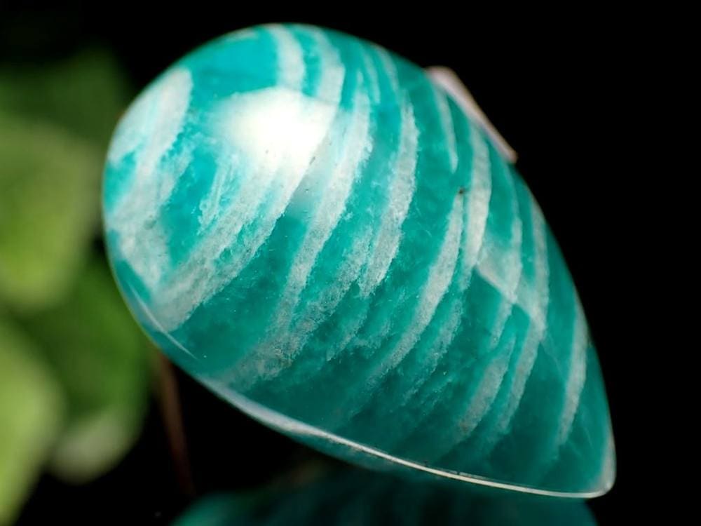 ゼブラ アマゾナイト 天河石 ドロップ型 タンブル ロシア産