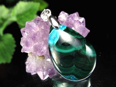 クリソコラ マラカイト 孔雀石 ペンダントトップ Silver925