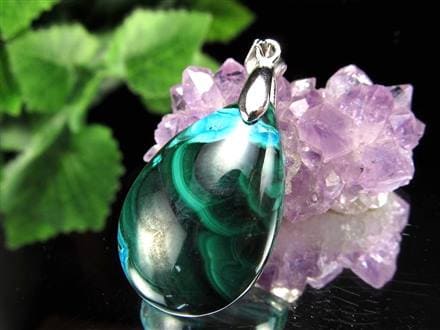 クリソコラ マラカイト 孔雀石 ペンダントトップ Silver925