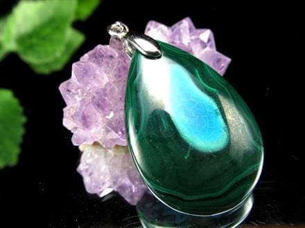 クリソコラ マラカイト 孔雀石 ペンダントトップ Silver925