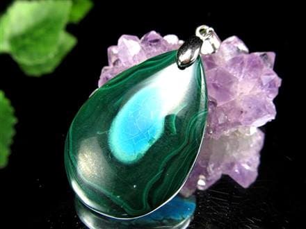 クリソコラ マラカイト 孔雀石 ペンダントトップ Silver925