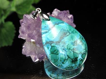 クリソコラ マラカイト 孔雀石 ペンダントトップ Silver925