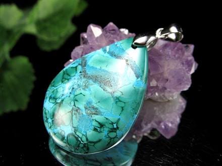 クリソコラ マラカイト 孔雀石 ペンダントトップ Silver925