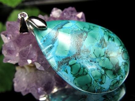 クリソコラ マラカイト 孔雀石 ペンダントトップ Silver925
