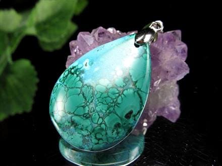 クリソコラ マラカイト 孔雀石 ペンダントトップ Silver925