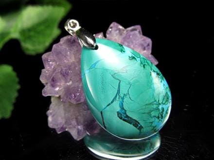 クリソコラ マラカイト 孔雀石 ペンダントトップ Silver925