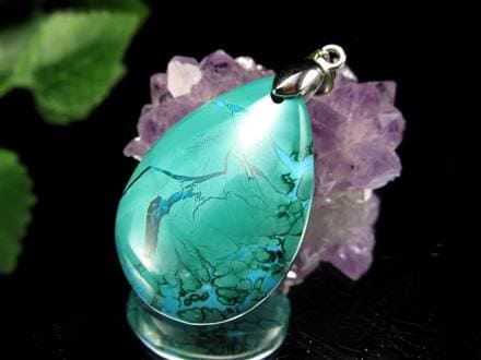 クリソコラ マラカイト 孔雀石 ペンダントトップ Silver925