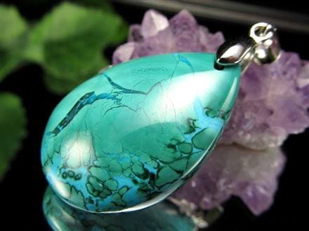 クリソコラ マラカイト 孔雀石 ペンダントトップ Silver925