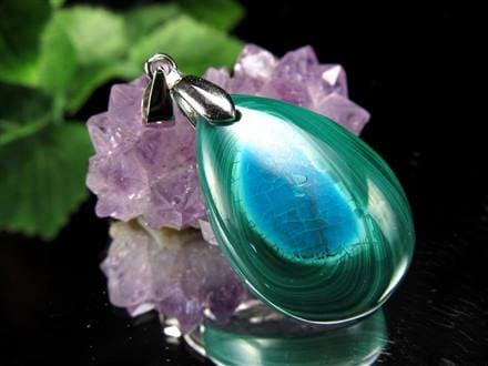 クリソコラ マラカイト 孔雀石 ペンダントトップ Silver925