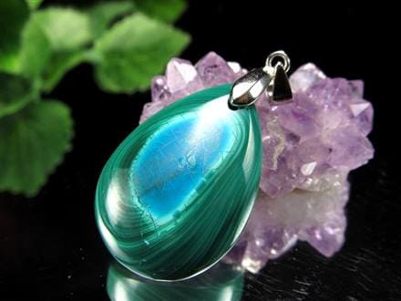 クリソコラ マラカイト 孔雀石 ペンダントトップ Silver925