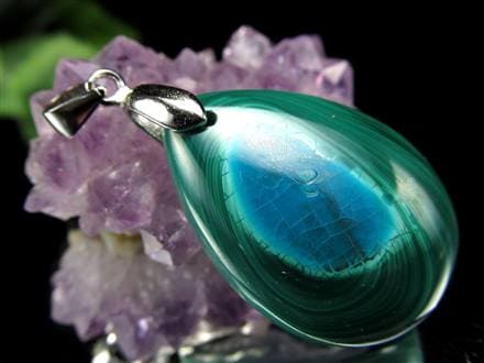 クリソコラ マラカイト 孔雀石 ペンダントトップ Silver925