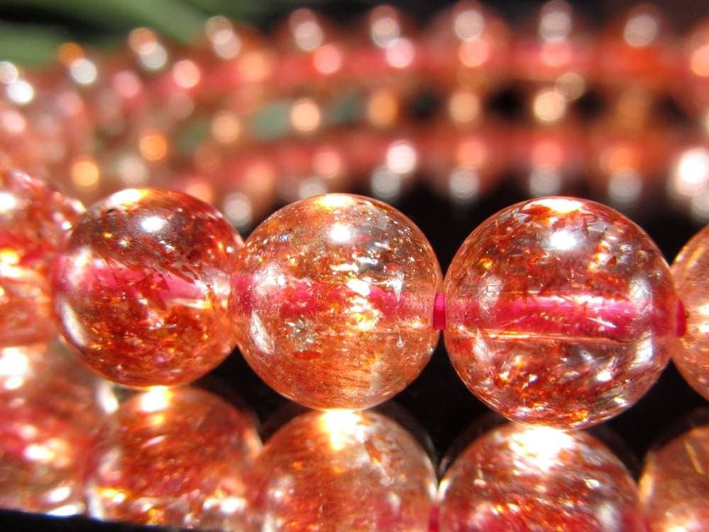 ファイアークォーツ レピドクロサイト ハーレクイン水晶 ブレスレット ファイヤークォーツ