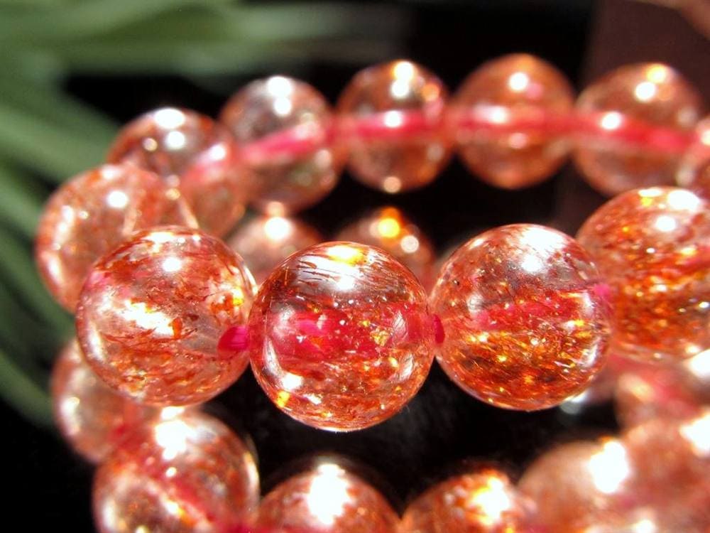 ファイアークォーツ レピドクロサイト ハーレクイン水晶 ブレスレット ファイヤークォーツ