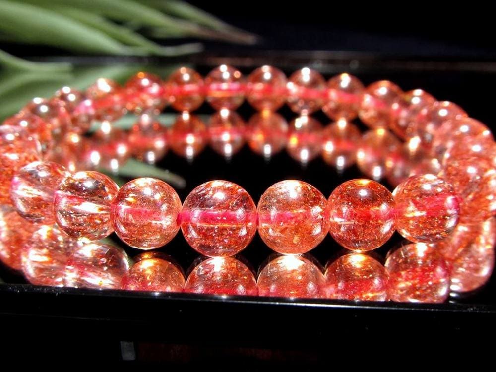 ファイアークォーツ レピドクロサイト ハーレクイン水晶 ブレスレット ファイヤークォーツ