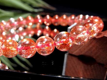 ファイアークォーツ レピドクロサイト ハーレクイン水晶 ブレスレット ファイヤークォーツ