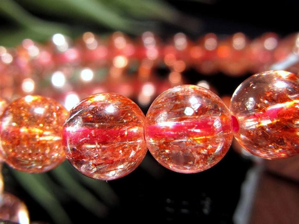 ファイアークォーツ レピドクロサイト ハーレクイン水晶 ブレスレット ファイヤークォーツ