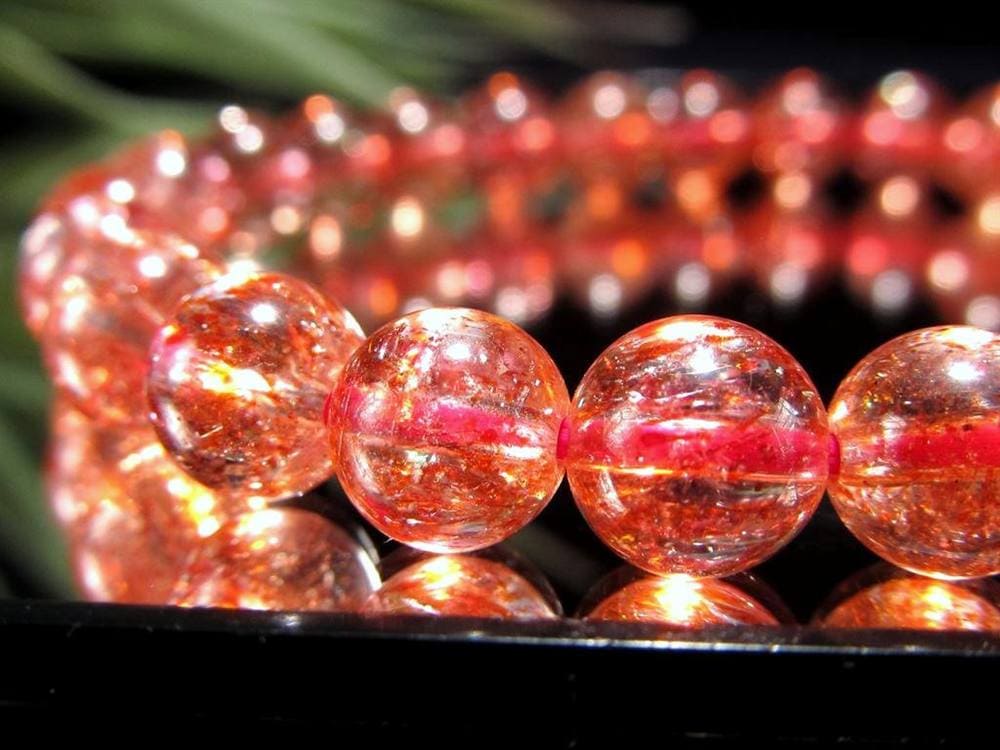 ファイアークォーツ レピドクロサイト ハーレクイン水晶 ブレスレット ファイヤークォーツ