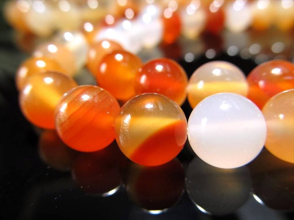 ミルキーオレンジ カルセドニー 玉髄 ビーズ 連販売