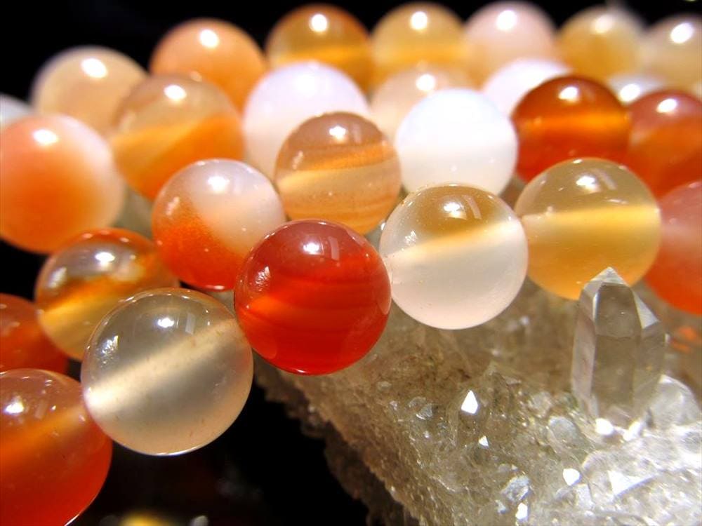ミルキーオレンジ カルセドニー 玉髄 ビーズ 連販売