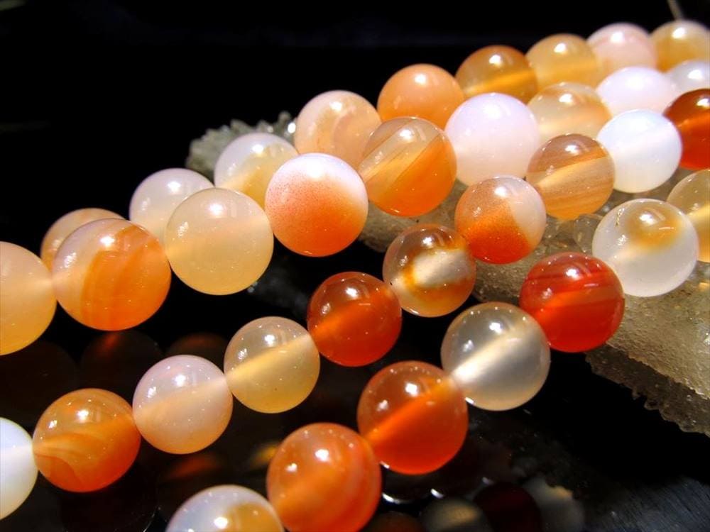 ミルキーオレンジ カルセドニー 玉髄 ビーズ 連販売