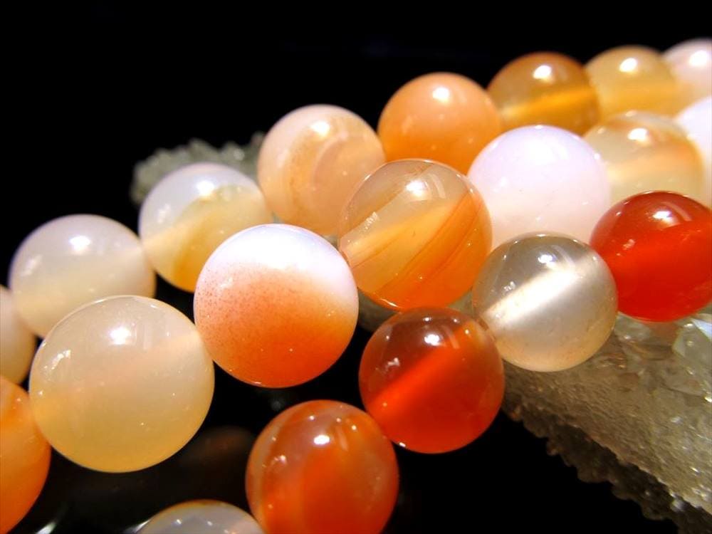 ミルキーオレンジ カルセドニー 玉髄 ビーズ 連販売